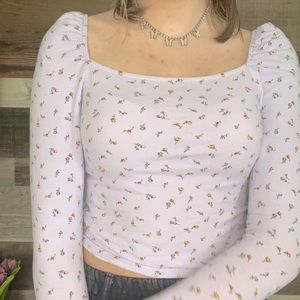 Floral puff sleeve Crop Top